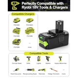 2 Packs 3.0 18V Replacement Battery Replace For Ryobi 18V Lithium-Ion Battery, Compatible With Ryobi 18 Volt One+ Battery P103 P104 P105 P107 P108 And Cordless Power Tools