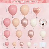 Dusty Pink Balloons Arch Kit, Different Sizes 18 12 10 5Inch Blush Pink Rose Gold Nude Ivory Confetti Latex Heart Foil Balloon For Girls Wedding Baby Shower Boho Birthday Party Decorations