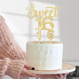 16Th Birthday Decorations For Girls Gold With Sweet 16 Sash And Tiara, Cake Topper And Candles, Number Balloons, Sweet 16 Party Decoration Gifts