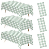 Sage Green Gingham Party Tablecloth Decorations, 3 Pack Green Checkered Disposable Plaid Party Supplies Tablecover, For Birthday Baby Shower Bridal Wedding, 55In X 86In