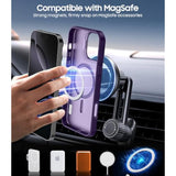 For Iphone 16 Pro Max Case, Compatible With Magsafe, Built-In Camera Ring Stand, With Individual Camera Cover, Translucent Matte Military-Grade Drop Protection Magnetic Case, Purple