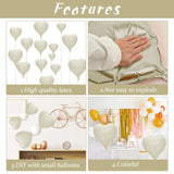 10PCS Cream White Heart Balloons 18 Inch Foil for Valentine Wedding Birthday Decorations
