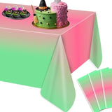 3 Pack Witch Birthday Party Decorations Tablecloth, Pink And Green Disposable Rectangle Plastic Table Decors Cloth For Kids Baby Shower Wedding Party Supplies, 54 X 108Inch