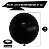 18 Inch Black Balloons Latex Party Balloons 20 Pack Big Black Thicker Balloons Large Round Helium Balloon For Christmas Thanksgiving Baby Shower Wedding Birthday Father'S Day Party Decorations