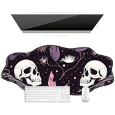 Raven Skulls Desk Mat Irregular Shape Large Mouse Pad 35.4"X15.75" Desk Rubber Base Mousepad With Stitched Edges Big Desk Pad For Work,Game,Office,Home