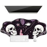 Raven Skulls Desk Mat Irregular Shape Large Mouse Pad 35.4"X15.75" Desk Rubber Base Mousepad With Stitched Edges Big Desk Pad For Work,Game,Office,Home