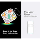 Case For Airpods 4, Protective Clear Case With Shockproof Dual Layer Hard Luxe Metal Ring Designed For Airpods 4 Generation - Dinosaur Land