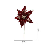 6 Pcs Christmas Poinsettia Artificial Flowers Shining Glitter Artificial Flower For Xmas Tree Wreath Ornaments New Year Wedding Party Holiday Diy Decoration, Burgundy