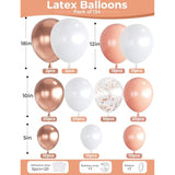 Rose Gold Balloon Garland Arch Kit, 18/12/10/5 In Multi-Size Metallic Rose Gold And White Balloons & Confetti Balloon, For Bridal Shower Balloons, Retirment Party Decor, Wedding Backdrop, Baby Shower