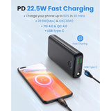 Portable Charger Power Bank 30000Mah - Usb C 22.5W Fast Charging External Battery Pack Charging Bank Pd Qc4.0 With Flashlight 3 Outputs & 2 Inputs Phone Charger For Iphone Samsung Galaxy Ipad Etc