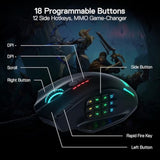 Redragon M908 Impact RGB LED MMO Gaming Mouse with 12 Side Buttons, Optical Wired Ergonomic Mouse with Max 12,400DPI, High Precision, 18 Programmable Macro Shortcuts, Comfort Grip
