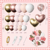 162Pcs Pink And Gold Balloon Arch Kit, Rose Gold And White With 2Pcs Love Foil Balloons For Baby Shower, Bachelorette, Wedding, Princess Party, Girl 16 Birthday Decorations