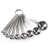 Measuring Spoons: 18/8 Stainless Steel Measuring Spoons Set Of 9 Piece: 1/16 Tsp, 1/8 Tsp, 1/4 Tsp, 1/3 Tsp, 1/2 Tsp, 3/4 Tsp, 1 Tsp, 1/2 Tbsp & 1 Tbsp Dry And Liquid Ingredients