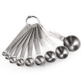 Measuring Spoons: 18/8 Stainless Steel Measuring Spoons Set Of 9 Piece: 1/16 Tsp, 1/8 Tsp, 1/4 Tsp, 1/3 Tsp, 1/2 Tsp, 3/4 Tsp, 1 Tsp, 1/2 Tbsp & 1 Tbsp Dry And Liquid Ingredients
