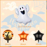 Halloween Foil Balloons – Ghost Balloons with Orange & Black Star Decorations