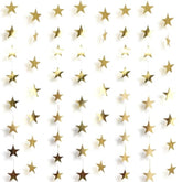 105Feet Gold Star Garland Banner Hanging Birthday Graduation Party Decorations- Golden Double Side Twinkle Paper Stars Streamers Backdrop For Prom Classroom Welcome Home Ceiling Decor, 8Pack