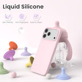 Compatible With Iphone 17 Pro Max Case 6.9", Slim Liquid Silicone 3 Layers Soft Gel Rubber Shockproof Protective Cover With Anti-Scratch Microfiber Lining-Chalk Pink