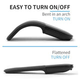 Bluetooth Arc Travel Mouse - Portable Mini Folding Mouse Without Usb Receiver, Foldable Mice Suitable For Laptop, Tablet - Black