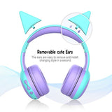 gorsun Kids Bluetooth Headphones, Portable Wireless Headset for Kids, Bluetooth 5.3, Over-Ear Cat Ear Toddler Headphones with Microphone, 85dB Volume Limited, 40 Hours Playtime-Purple