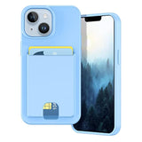 For Iphone 14 Case/Iphone 13 Wallet Case,Card Holder Slot Ultra Bling Slim Clear Flexible Tpu Soft Silicone Protective Phone Case Cover For Iphone 13/14 Light Blue