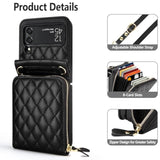 For Samsung Galaxy Z Flip 3 Case With Card Holder Crossbody 8-Card Slots Wallet Case With Adjustable Strap Soft Pu Leather Protective Zipper Flip 3 Phone Case For Women Girls, 6.7'' Black