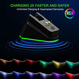 Mouse Charging Dock Compatible With Razer Gaming Mouse Viper Ultimate Naga Pro Deathadder V2 Pro And Basilisk Ultimate Magnetic Charging Rgb Lights Status Indicator Gecko Feet (Rgb)