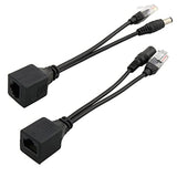 Poe Splitter Injector Kit 1Pair Power Over Ethernet Passive Poe Adapter Injector Splitter Cable With 5.5X2.1Mm Dc Connector 12V