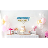 Block Buster And Chill Glitter Banner - Funny Throwback 90'S And 80'S Theme Party Decoration, Favors & Supplies