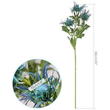 3 Branch Blue Artificial Thistle Flowers Bouquet, Long Stems Silk Thistle Flower, Real Size & Real Touch Fake Thistle Flowers Plants For Home Decor, Garden Wedding, Office, Prom Party