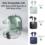 For Cmf Buds 2 Plus/Cmf Buds 2 / Cmf Buds Pro 2 Case With Safety Lock, Flexible Tpu Clear Protective Case With Cleaner Kit & Carabiner Accessories Set(Clear)