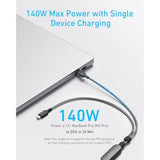 Anker Cable,4FT 2-in-1 USB C to USB C Cable 140W Max,Fast Charging for iPhone 16/16 Pro Max/15 Series,MacBook Air/Pro,and More(Braided,Black)