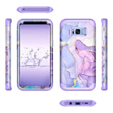 For Galaxy S8 Case,Marble Design Three Layer Heavy Duty Shockproof Hard Plastic Bumper +Soft Silicone Rubber Protective Case For Samsung Galaxy S8,Purple