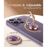 Marble Cell Phone Ring Holder, Metal Kickstand Grip 360° Rotation Compatible With 16 Pro Max/15 Plus/14/13/12 Series & Galaxy S25/S24 Ultra And Other Phones(Quicksand/Purple)