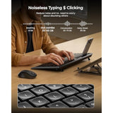 seenda Bluetooth Keyboard and Mouse Combo, COE201 Multi-Device Ergonomic Keyboard Mouse with Phone Holder, Full Size Wireless Quiet Combo Compatible for Windows, Laptop, MacBook, PC, iPad - Black