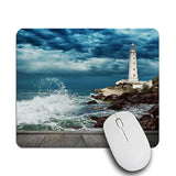 Mouse Pad Coastal,Ocean Wave Shore Lighthouse Wood Pier Rectangle Mousepad Non-Slip Rubber Base Computer Mouse Pad For Laptop, Office, Home - 9.5 X 7.9 Inch