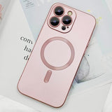 Magnetic Case For Iphone 13 Pro Max Phone Case For Women, Matte Luxury Soft Metallic Luster Design With Camera Lens Protector, Compatible With Magsafe Case For Iphone 13 Pro Max 6.7"-Pink