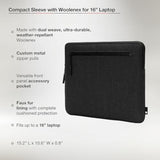 Incase Compact Laptop Sleeve with Woolenex - 16" MacBook/Laptop and iPad/Tablet Sleeve, Computer Case and Cover, Lightweight, Weather Resistant, with Slip Pocket for Accessories - Graphite