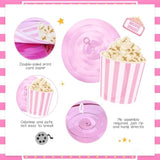 Movie Night Party Decorations,Pink Movie Theme Hanging Swirl Decorations,Cute Popcorn Foil Swirls Ceiling For Baby Shower Birthday Party Film Party Supplies Family Party Girls Boys