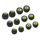 12Pcs Large Size Replacement Eartips Eargels Earpads Ear Tips Gels Bud For Powerbeats Pro, Beatsx, Senso, Tozo, Sony & Other Inner Hole 3.8Mm Earbud In-Ear Headphones,Black-Green,L