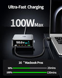 100W 5-Port GaN USB C Charging Station with LCD Smart Display & Control Knob, Desktop Fast Charger for Multiple Devices, Compatible with MacBook,