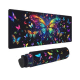 Butterfly Large Mouse Pad Extended Desk Pads Game Mouse Mat Non-Slip Keyboard Pad With Stitched Edges Waterproofinch For Office Home 31.5X11.8