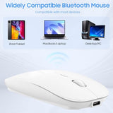 Bluetooth Wireless Mouse Dual Mode(Bluetooth5.2+Usb),Silent Rechargeable Mice With Usb-C To Usb Adapter For Macbook,Laptop,Tablet,Ipad,Pc(White)
