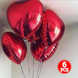 6Pcs 32" Red Heart Foil Balloons Valentine's Day Anniversary Wedding Party Decorations