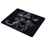 Square Mouse Pad Black Cat With Witch Hat For Halloween-1,Gaming Mouse Pads For Desk,Soft Computer Waterproof Non-Slip Mouse Mat