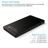 Dual Usb Output Super Slim Power Bank Ultra Thin, 3000Mah Portable Charger Mini External Phone Battery Pack Small Dual Outlet, Emergency Phone Power Backup (Black)