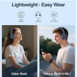 Bluetooth Headphones Over Ear 68H Playtime 6 Eq Wireless Headset With Microphone Hifi Stereo Foldable Lightweight Deep Bass For Travel Home Office Cellphone Blue