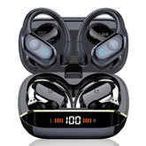 Wireless Earbuds Bluetooth 5.4 Headphones Sports, 75H Stereo Deep Bass Over Ear Buds With Earhooks, Bluetooth Earbuds With 4 Enc Mic, Led Display, Ip7 Waterproof Earphone For Running, Black