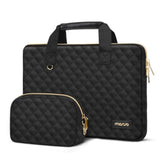 MOSISO Laptop Sleeve Compatible with MacBook Air/Pro, 13-13.3 inch Notebook, Compatible with MacBook Pro 14 inch M4 M3 M2 M1 2025-2021, Square Quilted Bag with Detachable Small Case&Handle, Black