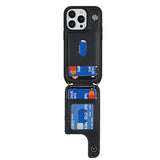 Iphone 15 Pro Case With Card Holder Strap Lanyard Ring Stand 6.1 Inch Black
