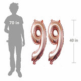40Inch Rose Gold Foil 99 Helium Jumbo Digital Number Balloons, 99Th Bi